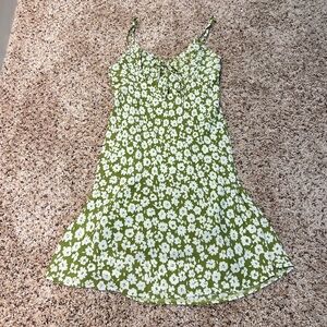 Princess Polly Tasmin Floral Print Green Tie Mini Dress US 4 Milkmaid Boho